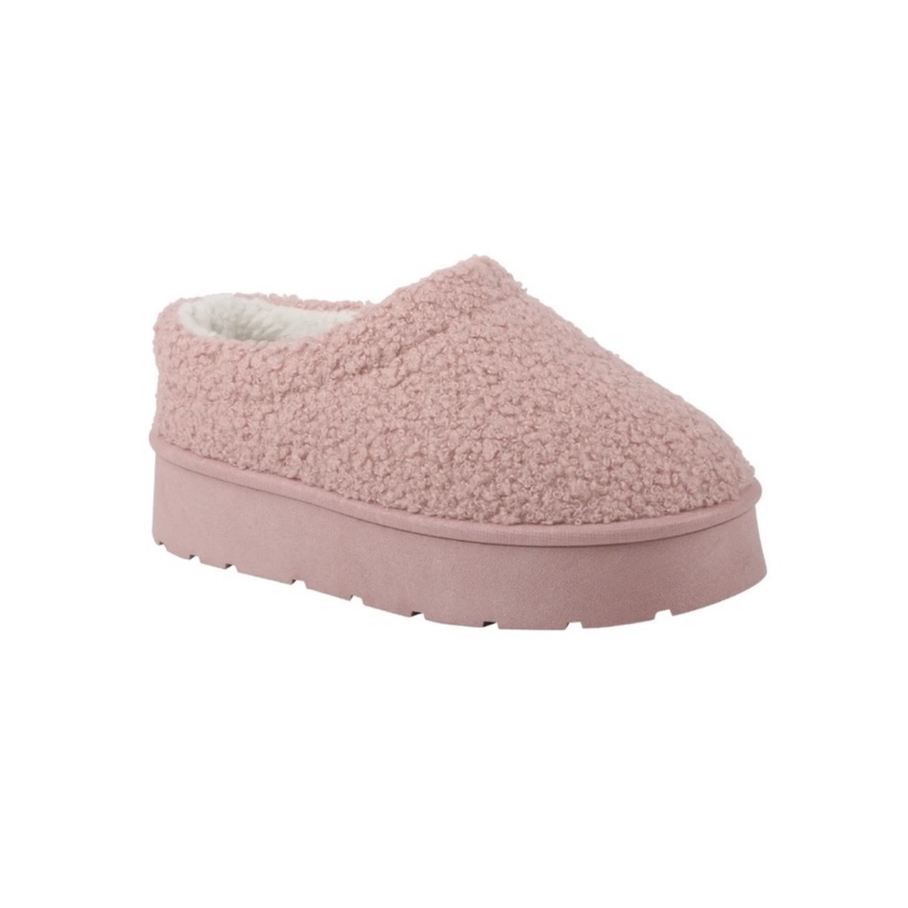LOVE83 Teddy Sherpa pink slippers, size 2